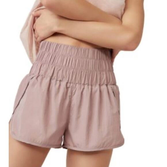 Free People FP Movement The Way Home Shorts M High Waist Lined Mauve Dusty Rose - Picture 1 of 8